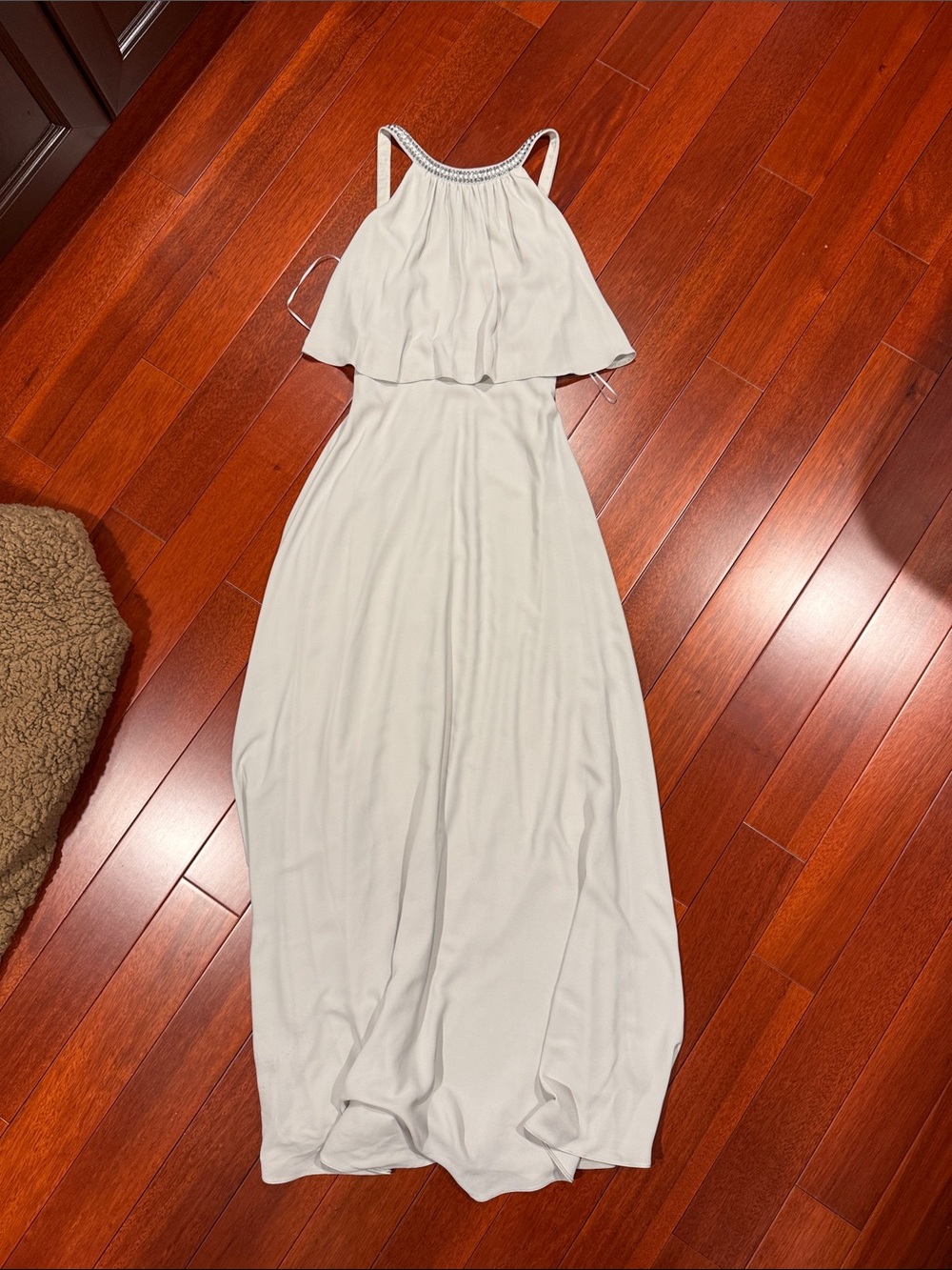ASOS light grey Halter Maxi Dress with Beaded Neckline